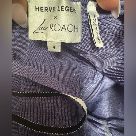 HERVÉ LÉGER X LAW ROACH Bandage-paneled draped satin midi dress - 4/Small - Picture 9 of 9